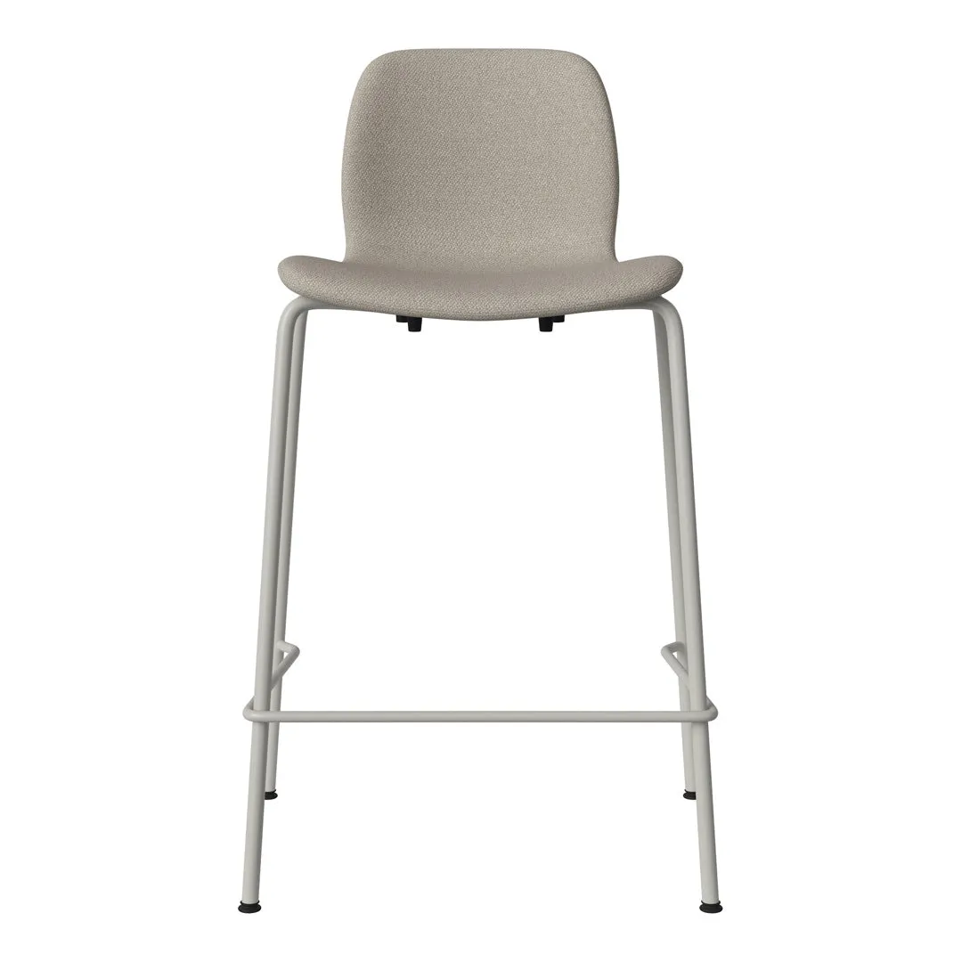 Seed Counter Chair - Upholstered - Steel Base, Grey Lacquered