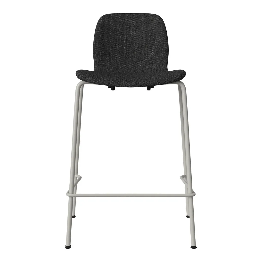 Seed Counter Chair - Upholstered - Steel Base, Grey Lacquered