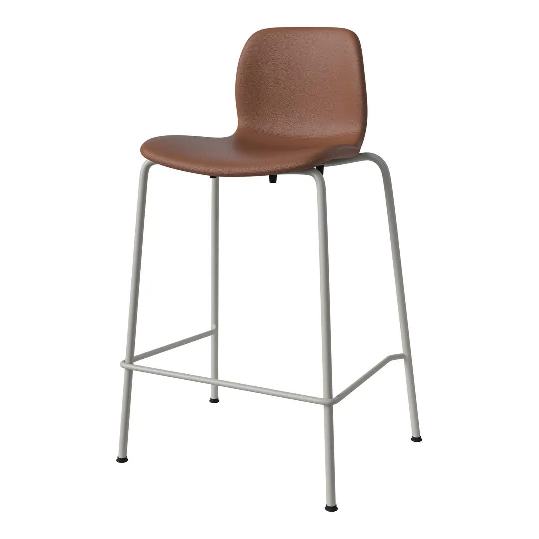 Seed Counter Chair - Upholstered - Steel Base, Grey Lacquered