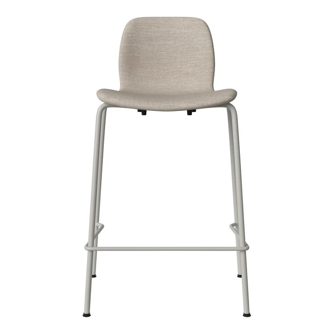 Seed Counter Chair - Upholstered - Steel Base, Grey Lacquered