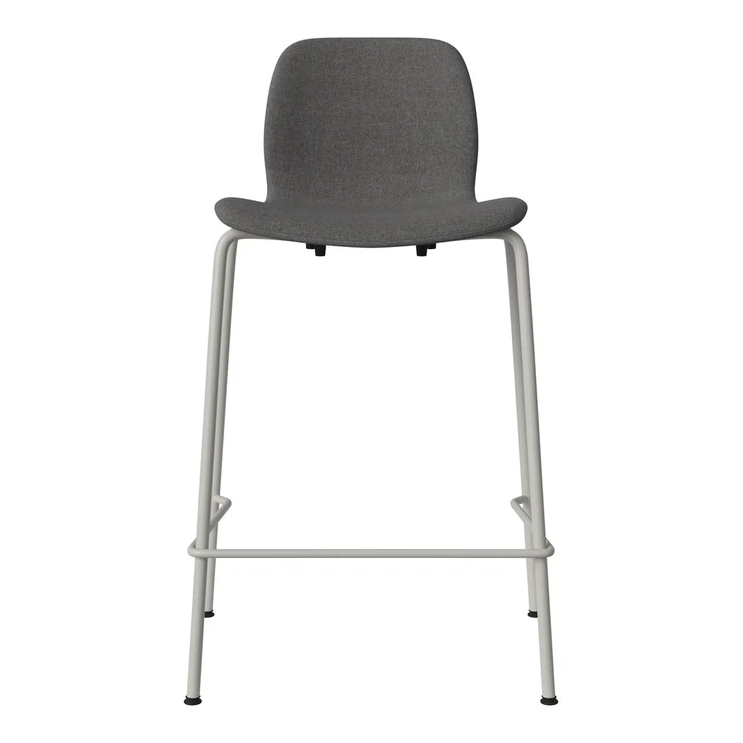 Seed Counter Chair - Upholstered - Steel Base, Grey Lacquered