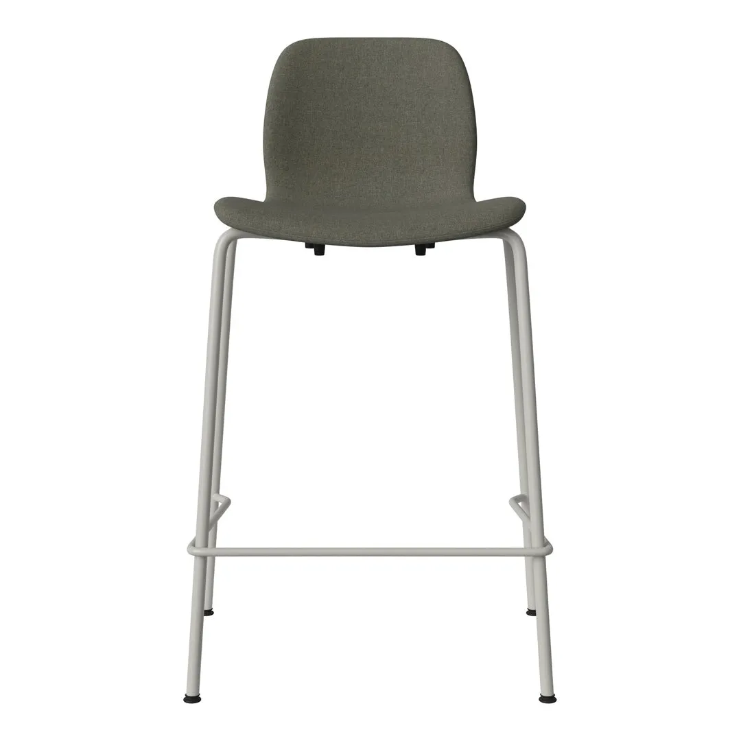 Seed Counter Chair - Upholstered - Steel Base, Grey Lacquered
