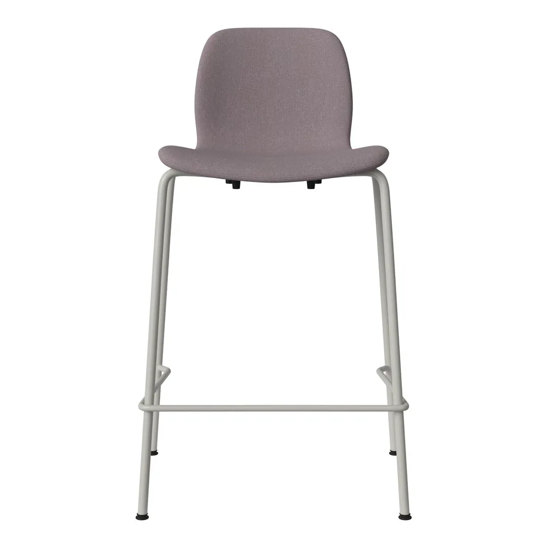 Seed Counter Chair - Upholstered - Steel Base, Grey Lacquered
