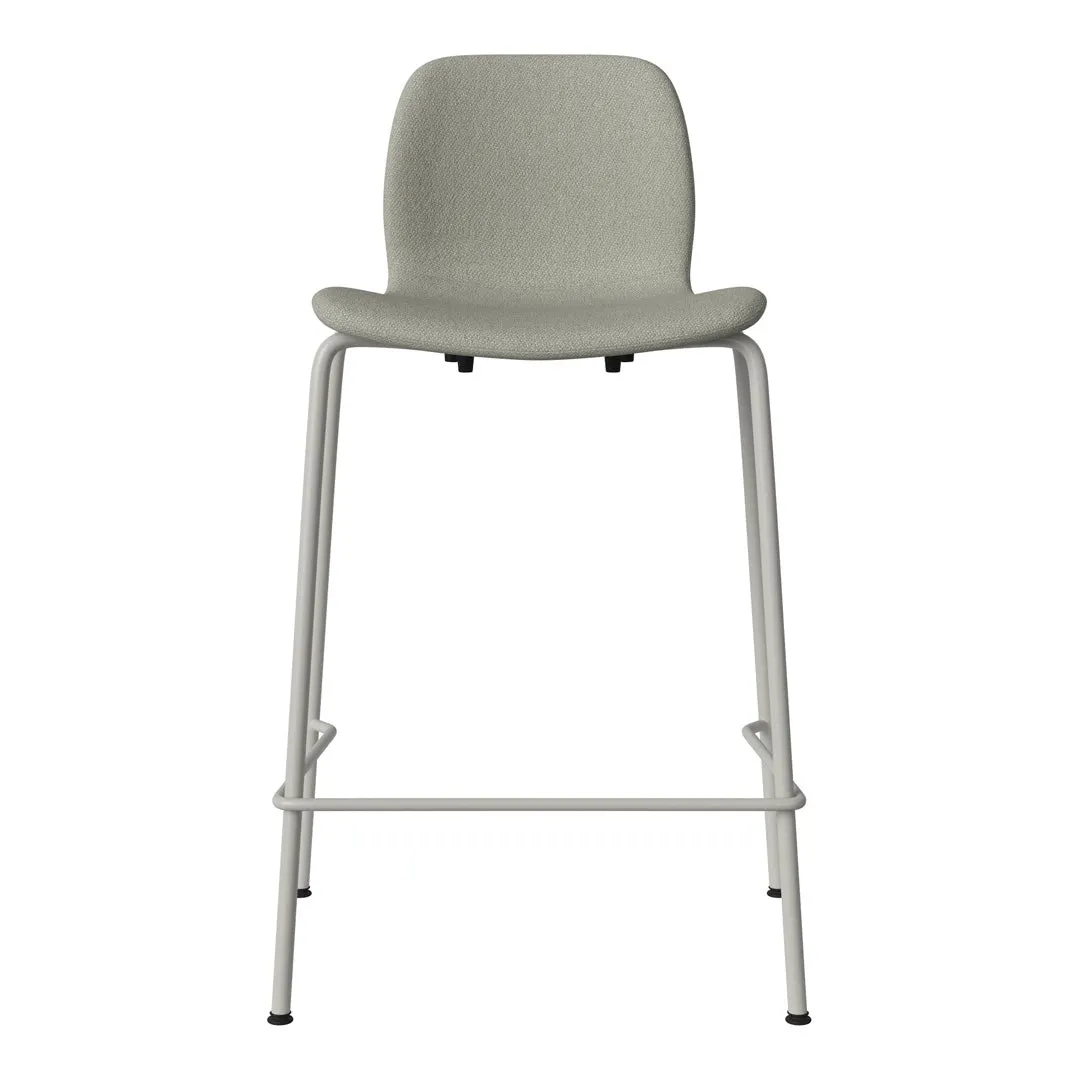 Seed Counter Chair - Upholstered - Steel Base, Grey Lacquered