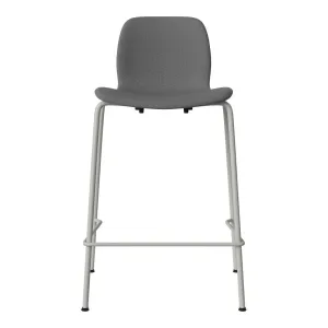Seed Counter Chair - Upholstered - Steel Base, Grey Lacquered