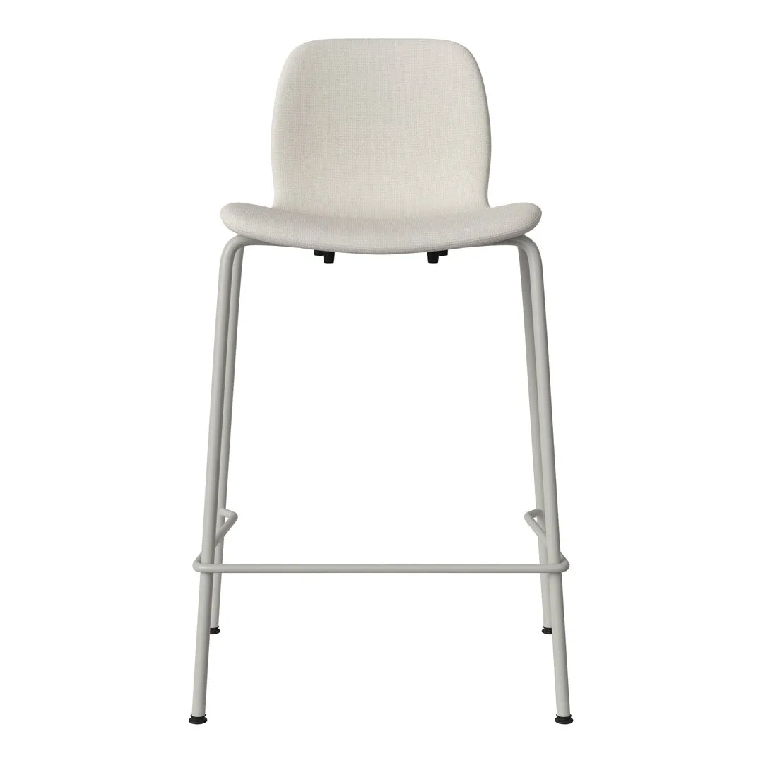 Seed Counter Chair - Upholstered - Steel Base, Grey Lacquered