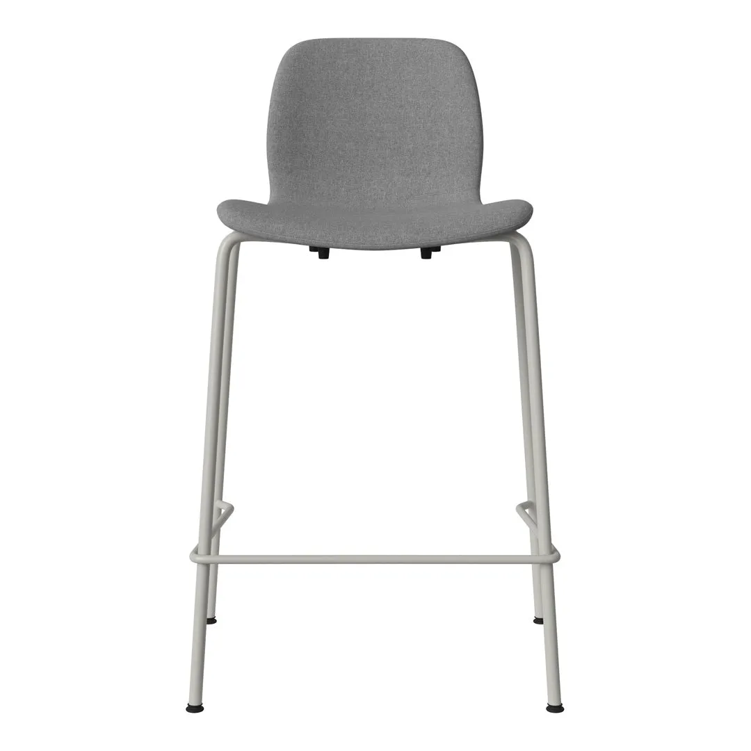 Seed Counter Chair - Upholstered - Steel Base, Grey Lacquered