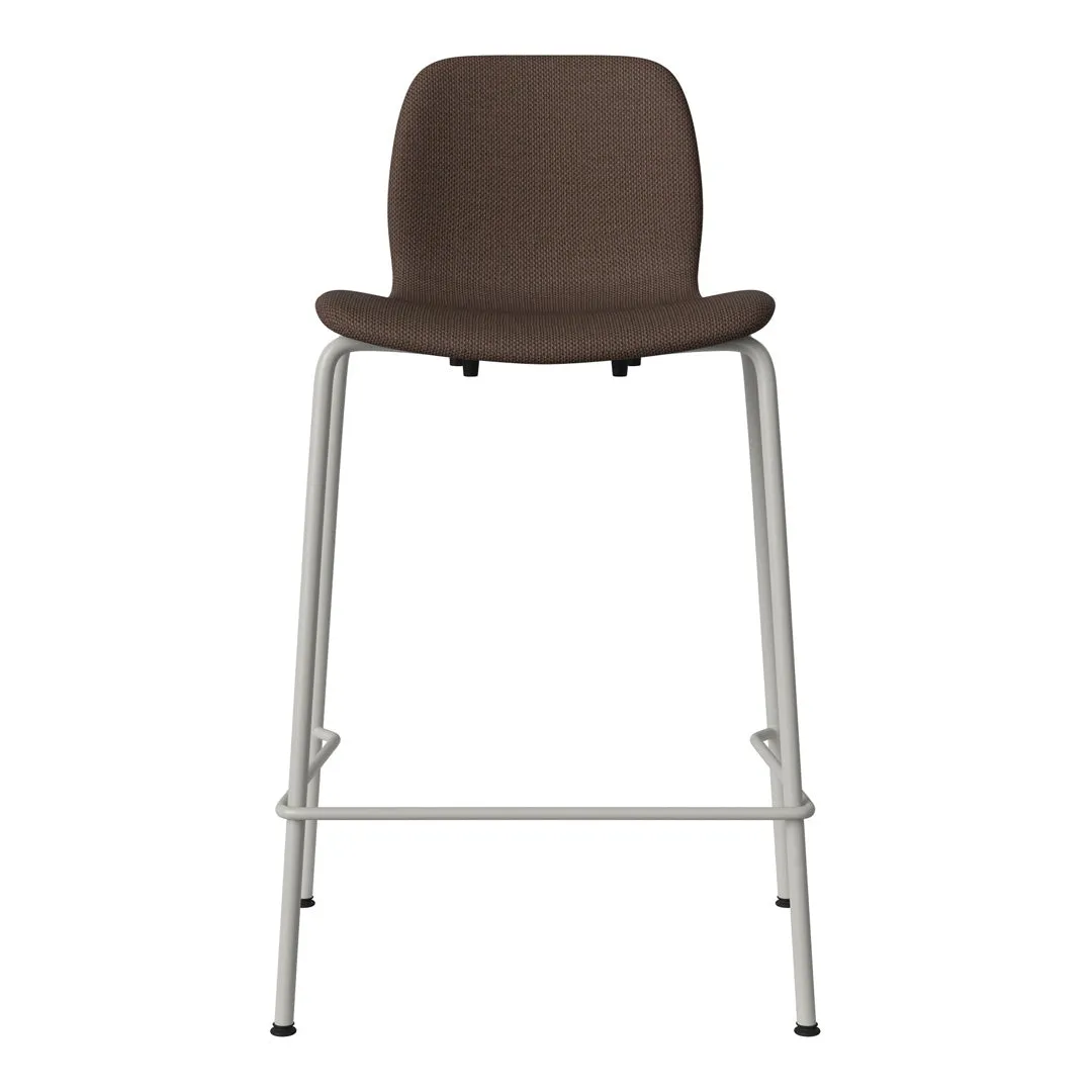 Seed Counter Chair - Upholstered - Steel Base, Grey Lacquered