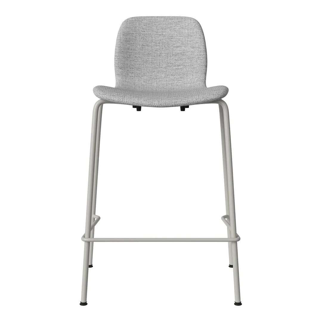 Seed Counter Chair - Upholstered - Steel Base, Grey Lacquered