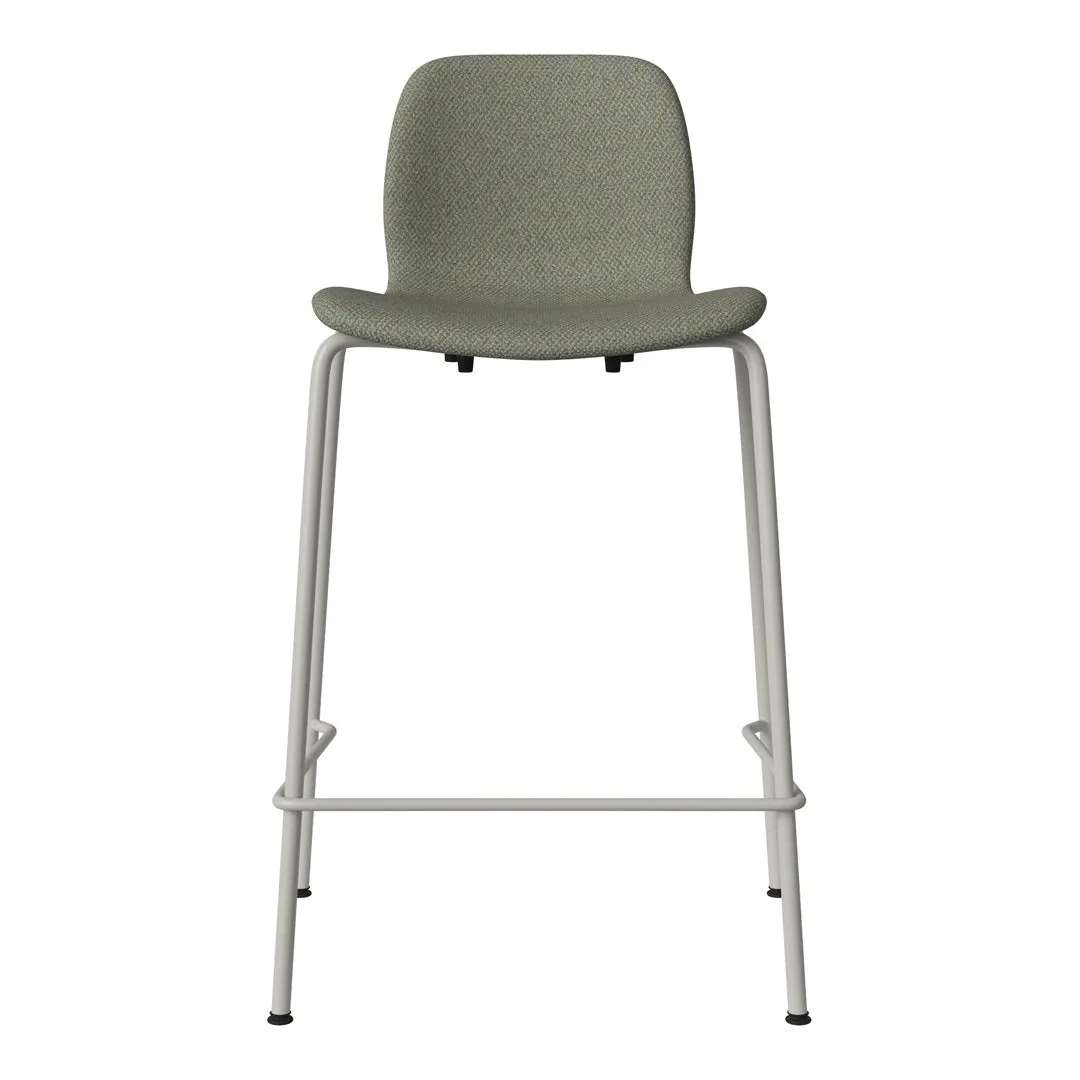 Seed Counter Chair - Upholstered - Steel Base, Grey Lacquered