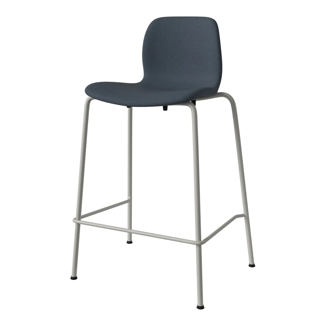 Seed Counter Chair - Upholstered - Steel Base, Grey Lacquered