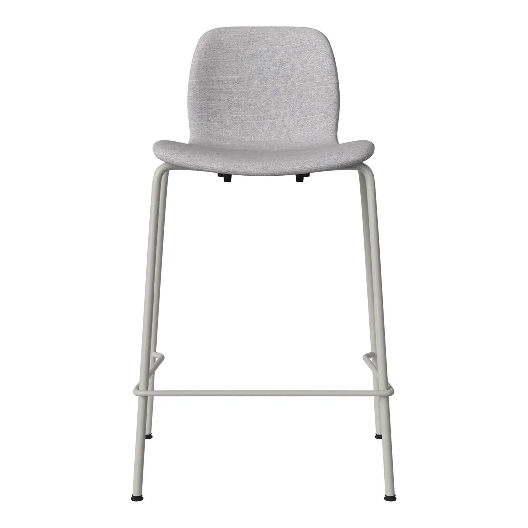Seed Counter Chair - Upholstered - Steel Base, Grey Lacquered