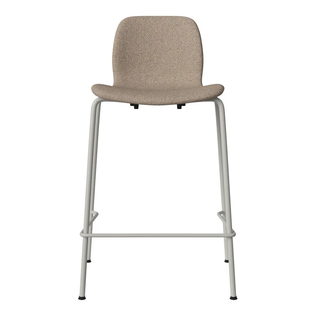 Seed Counter Chair - Upholstered - Steel Base, Grey Lacquered