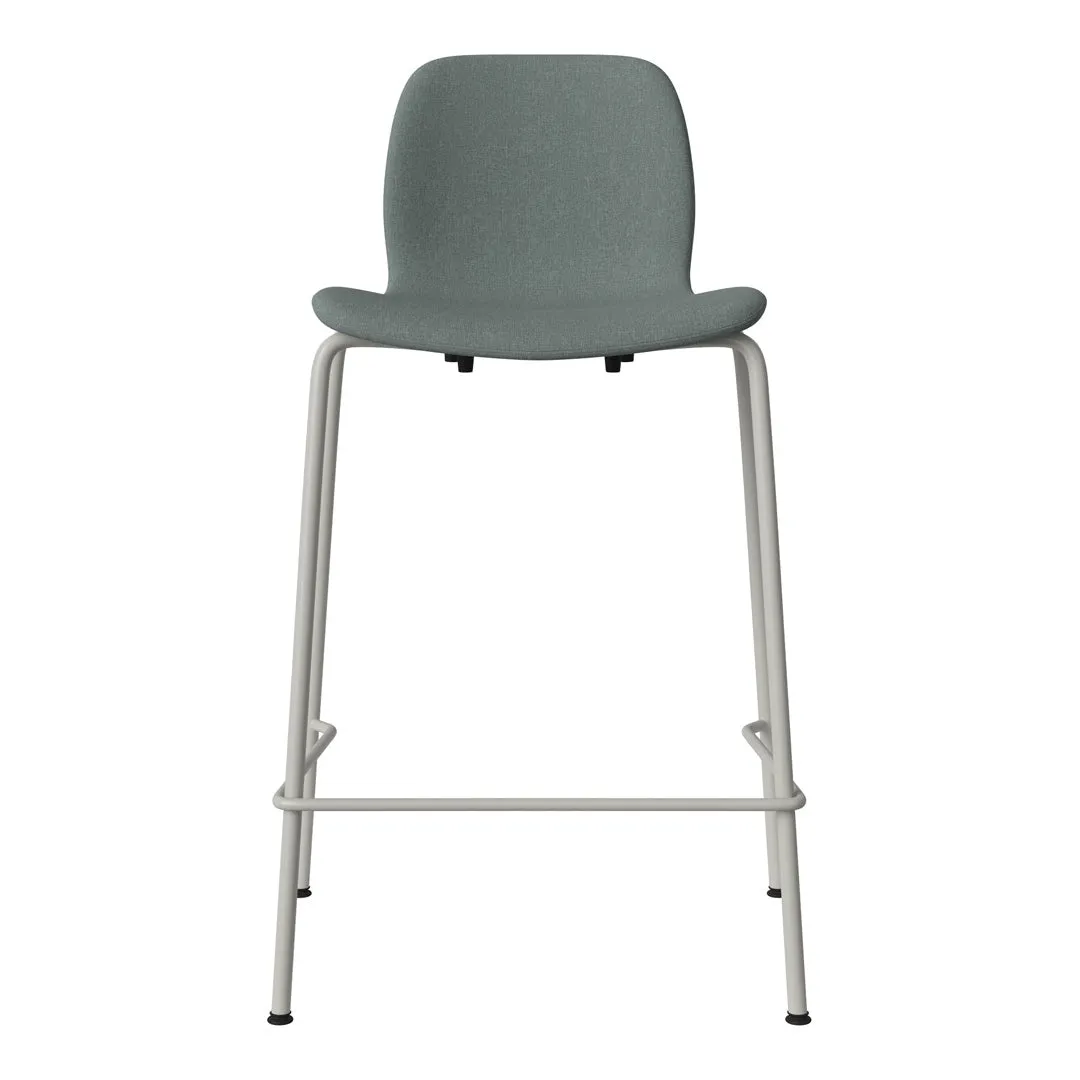 Seed Counter Chair - Upholstered - Steel Base, Grey Lacquered