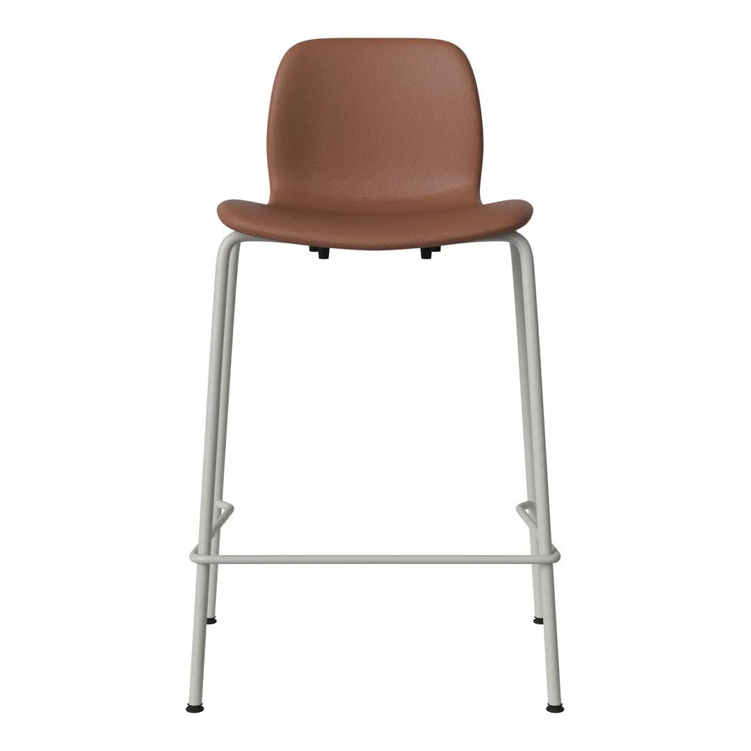 Seed Counter Chair - Upholstered - Steel Base, Grey Lacquered