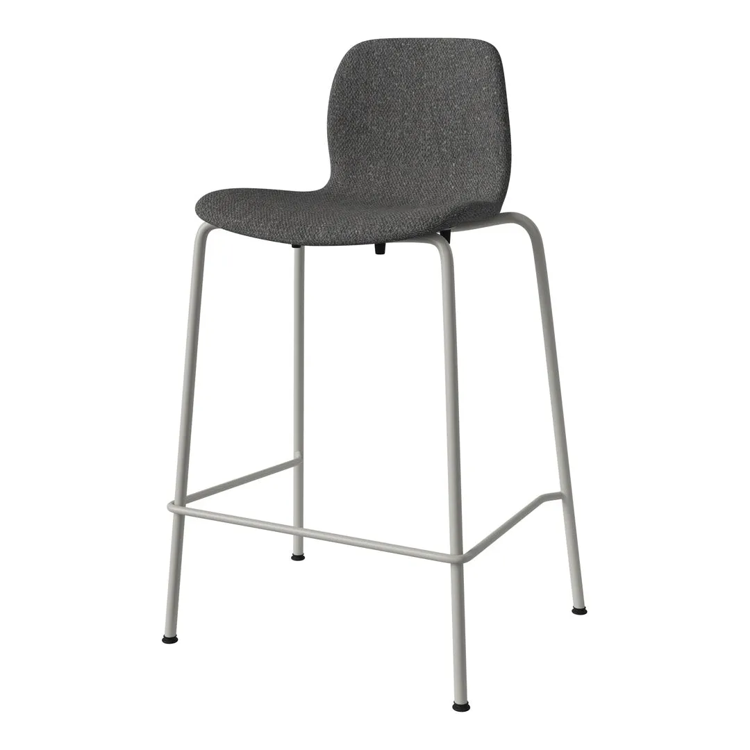 Seed Counter Chair - Upholstered - Steel Base, Grey Lacquered