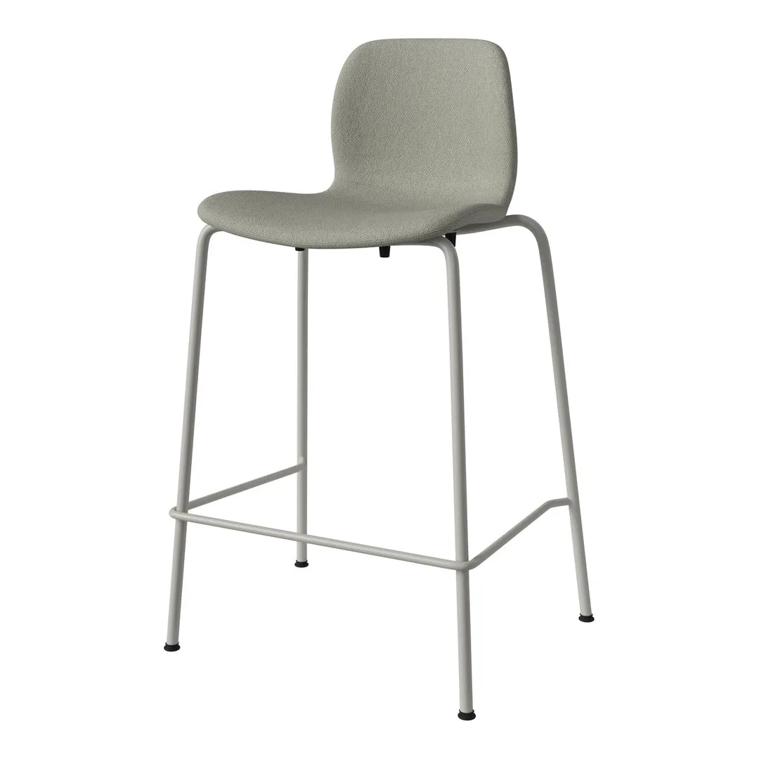 Seed Counter Chair - Upholstered - Steel Base, Grey Lacquered