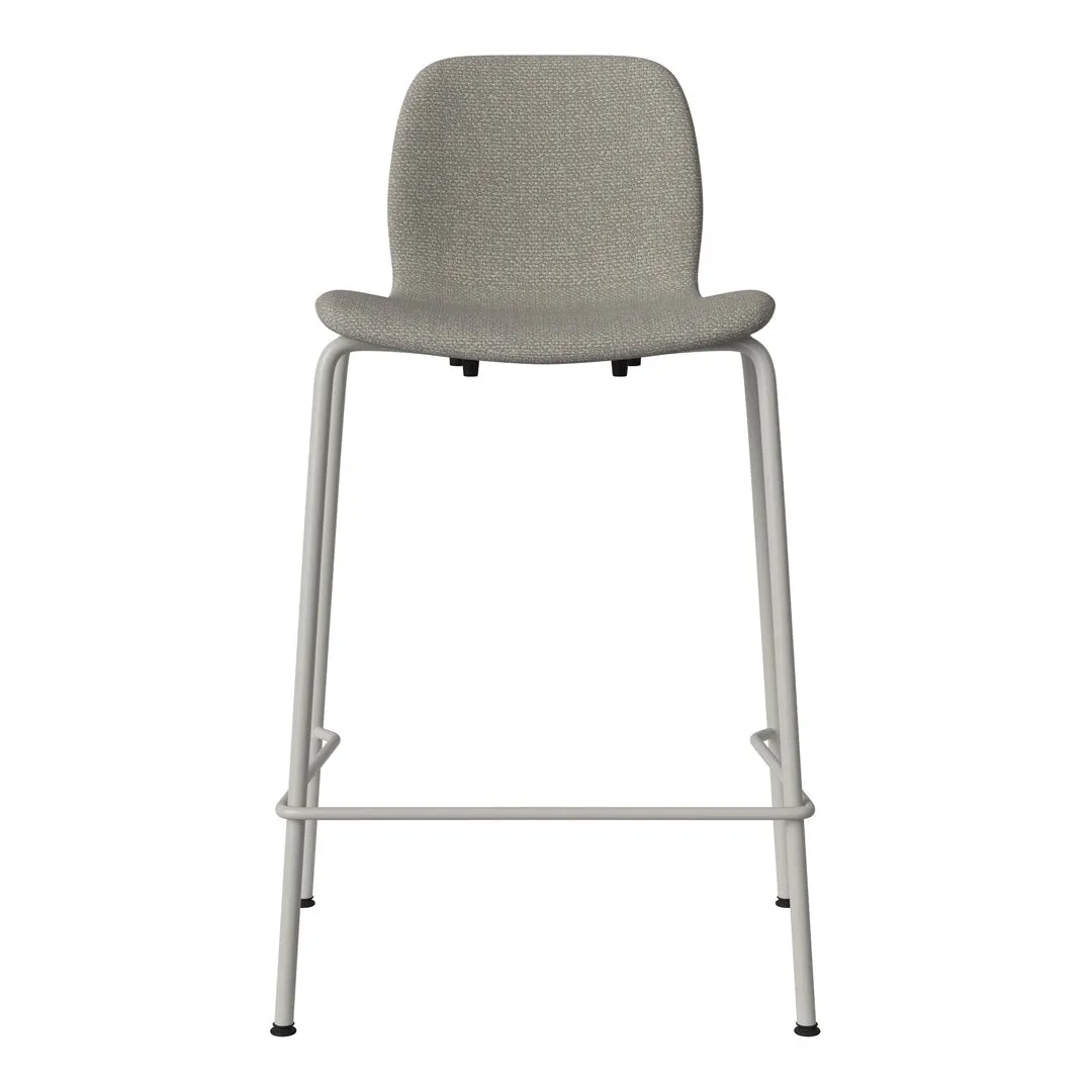 Seed Counter Chair - Upholstered - Steel Base, Grey Lacquered