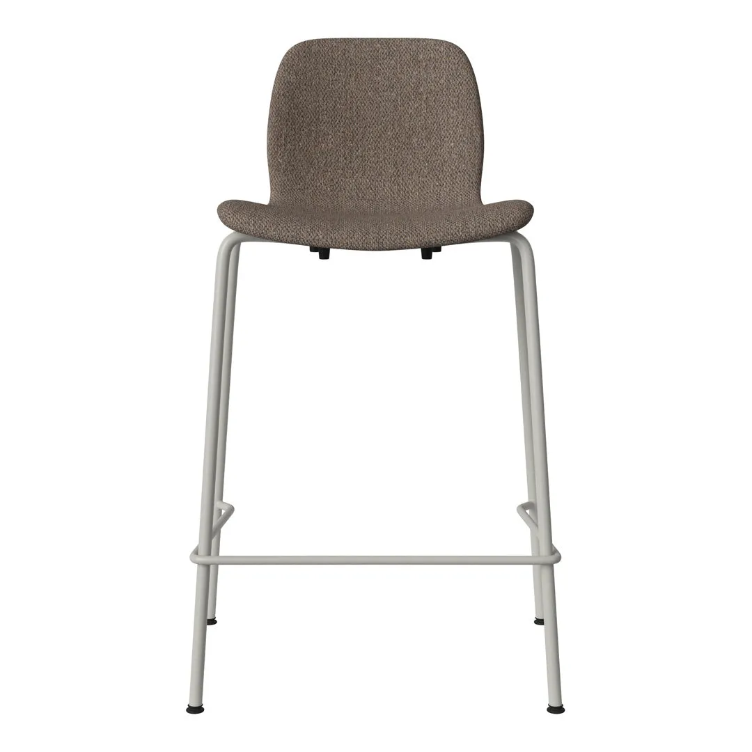 Seed Counter Chair - Upholstered - Steel Base, Grey Lacquered