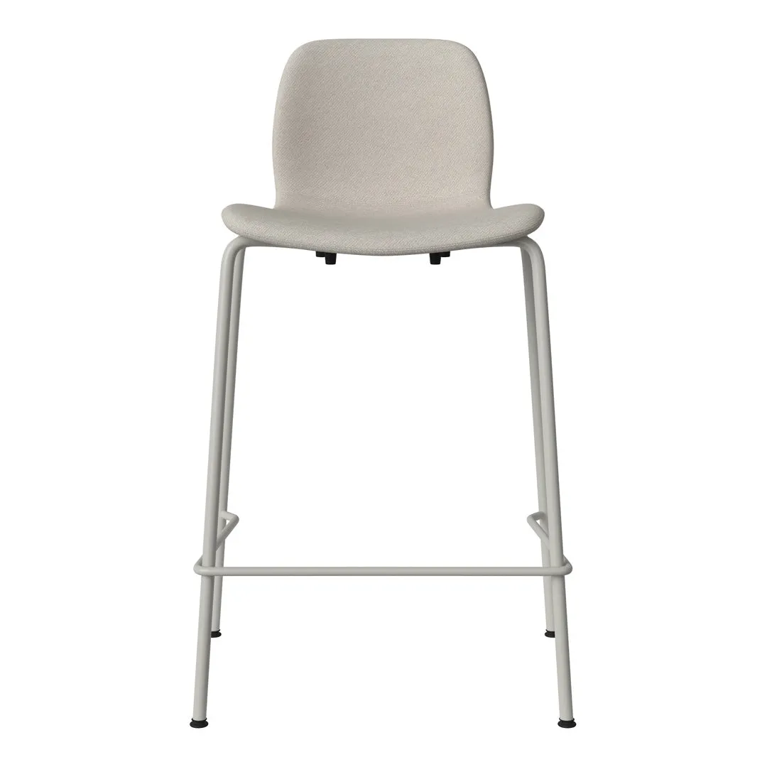 Seed Counter Chair - Upholstered - Steel Base, Grey Lacquered