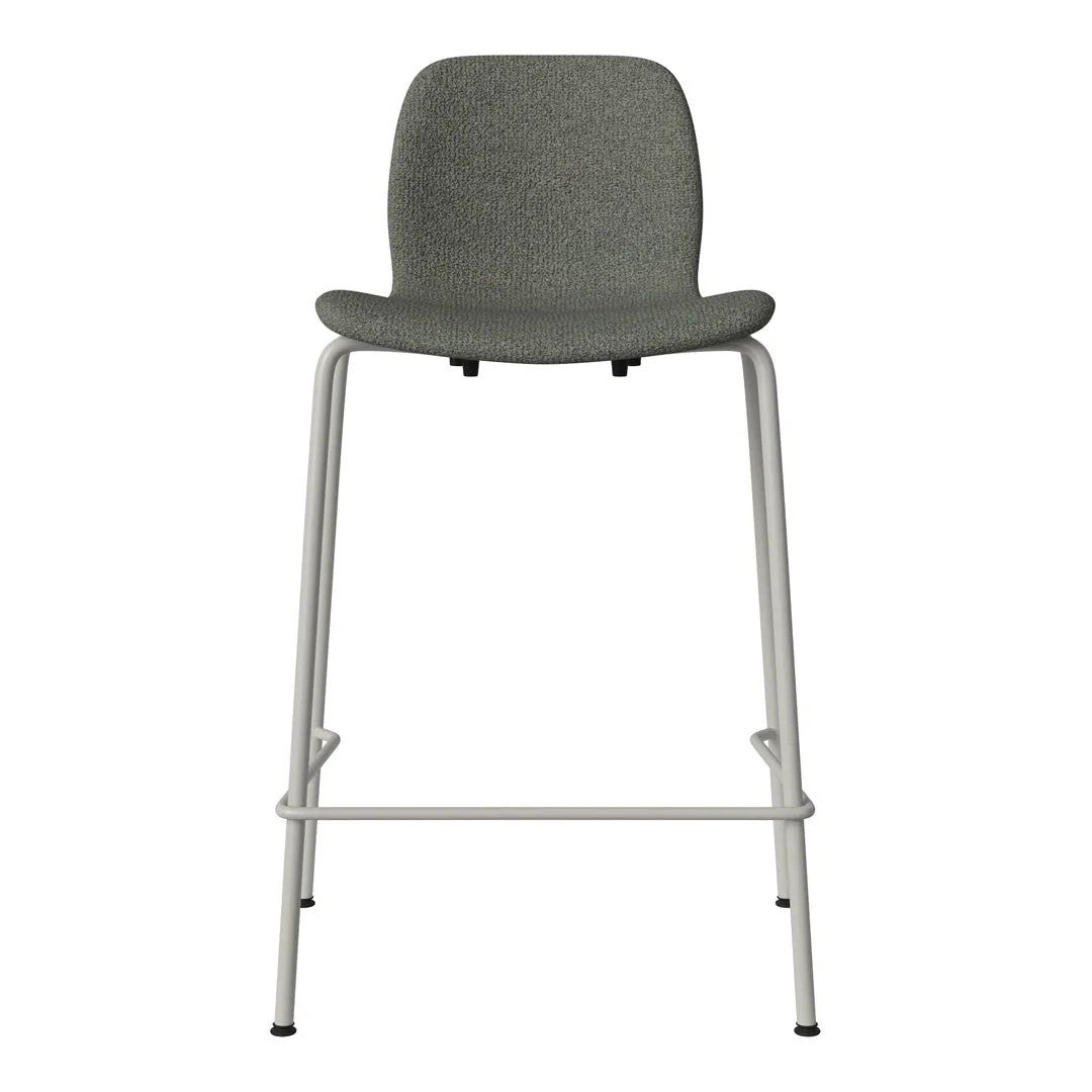 Seed Counter Chair - Upholstered - Steel Base, Grey Lacquered