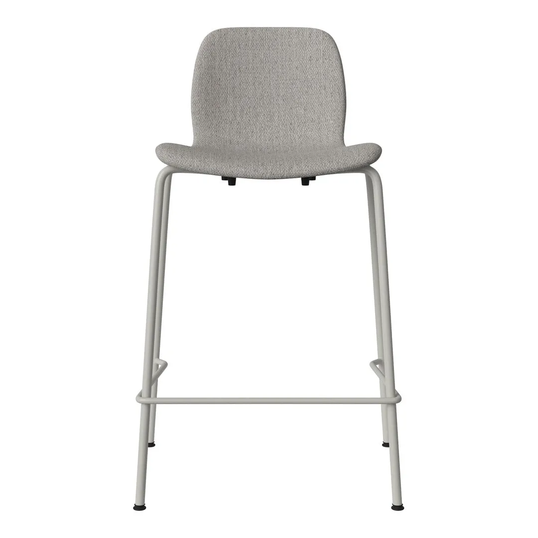 Seed Counter Chair - Upholstered - Steel Base, Grey Lacquered