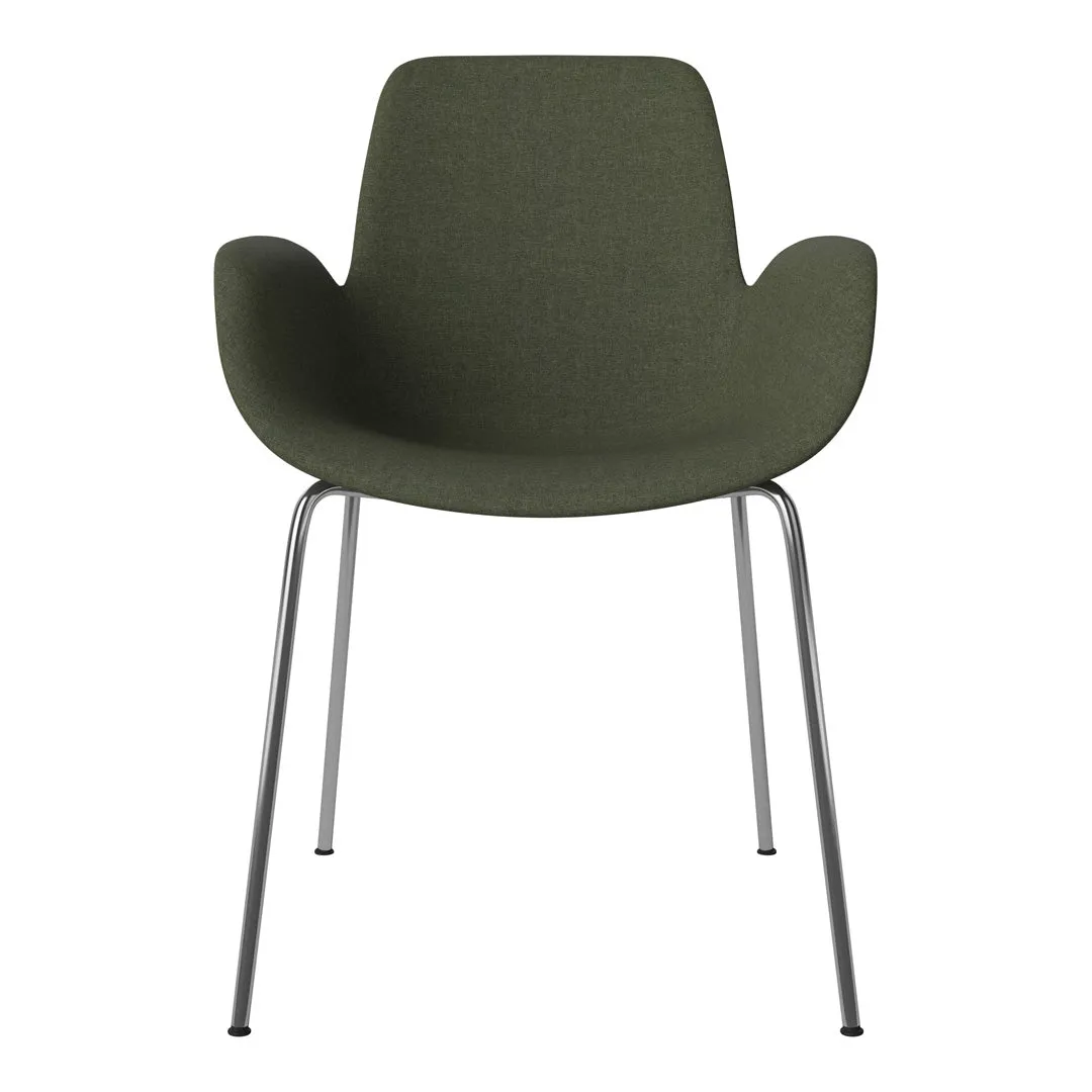 Seed Dining Armchair - Upholstered -  Chrome Base