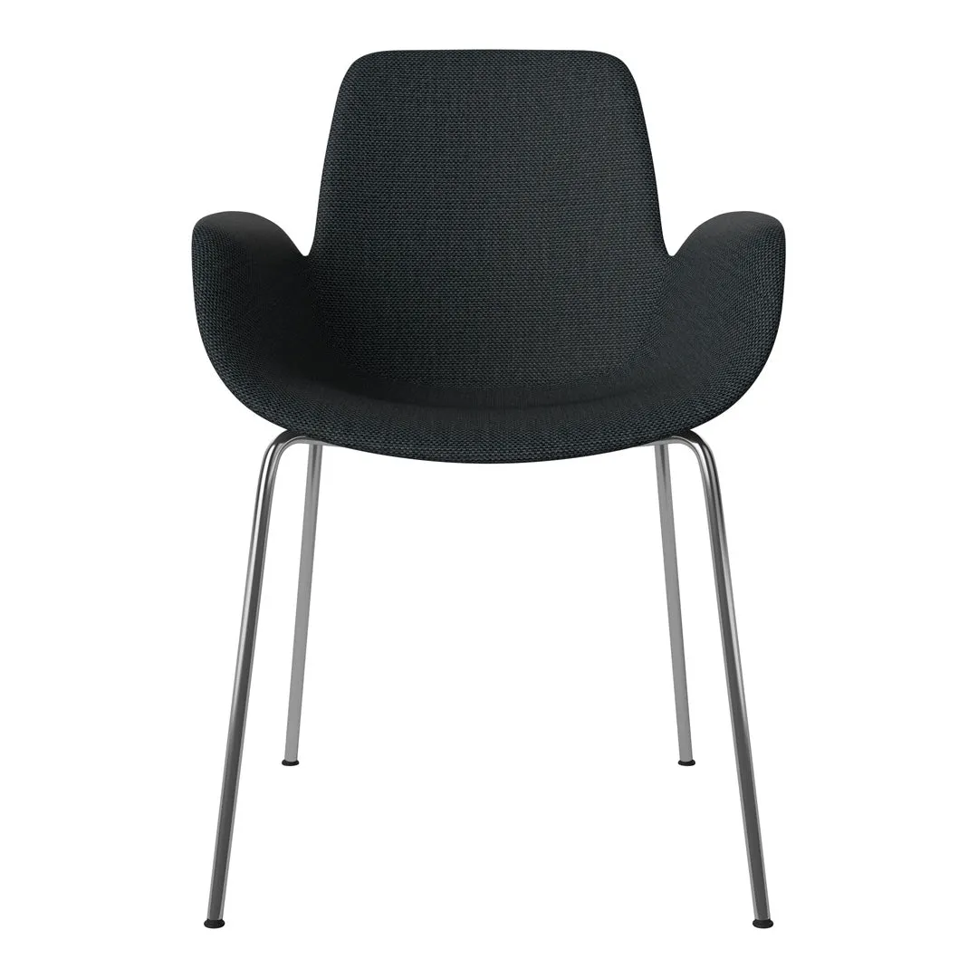 Seed Dining Armchair - Upholstered -  Chrome Base