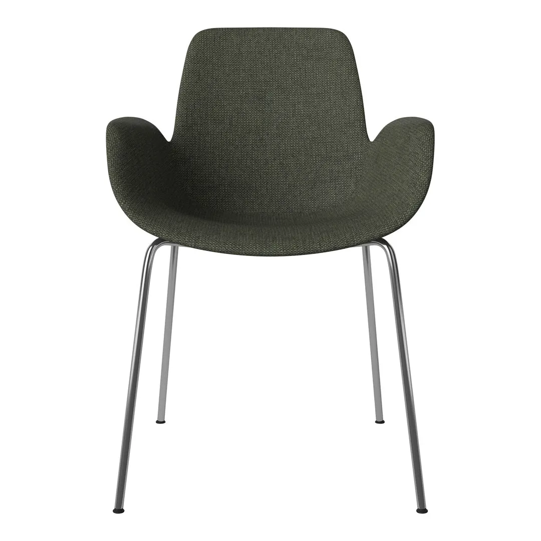 Seed Dining Armchair - Upholstered -  Chrome Base