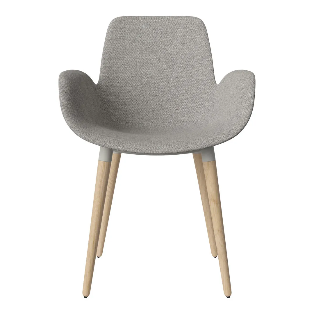 Seed Dining Armchair - Upholstered - Oiled Oak Base, White Pigmented