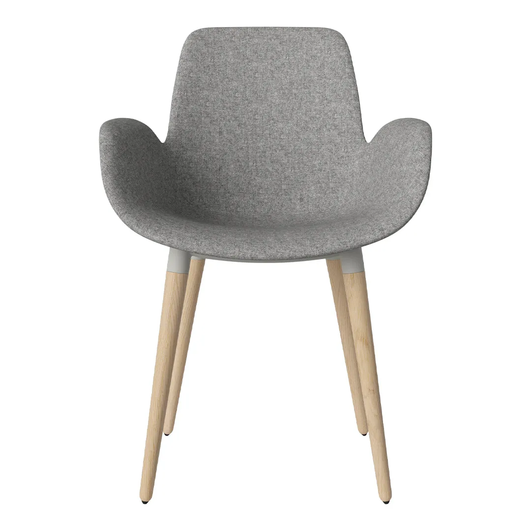 Seed Dining Armchair - Upholstered - Oiled Oak Base, White Pigmented