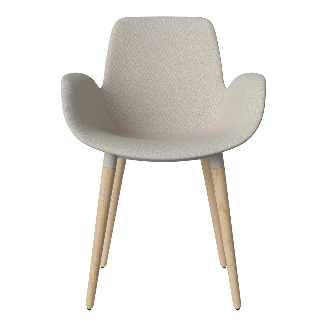 Seed Dining Armchair - Upholstered - Oiled Oak Base, White Pigmented