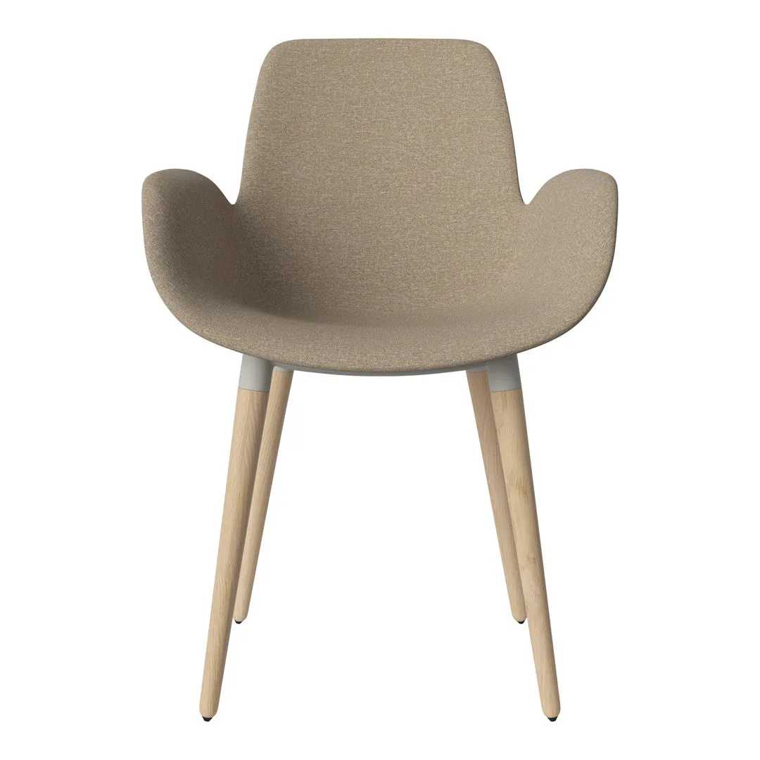 Seed Dining Armchair - Upholstered - Oiled Oak Base, White Pigmented