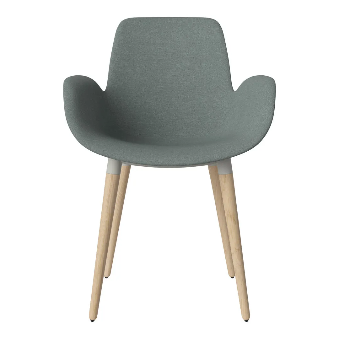 Seed Dining Armchair - Upholstered - Oiled Oak Base, White Pigmented