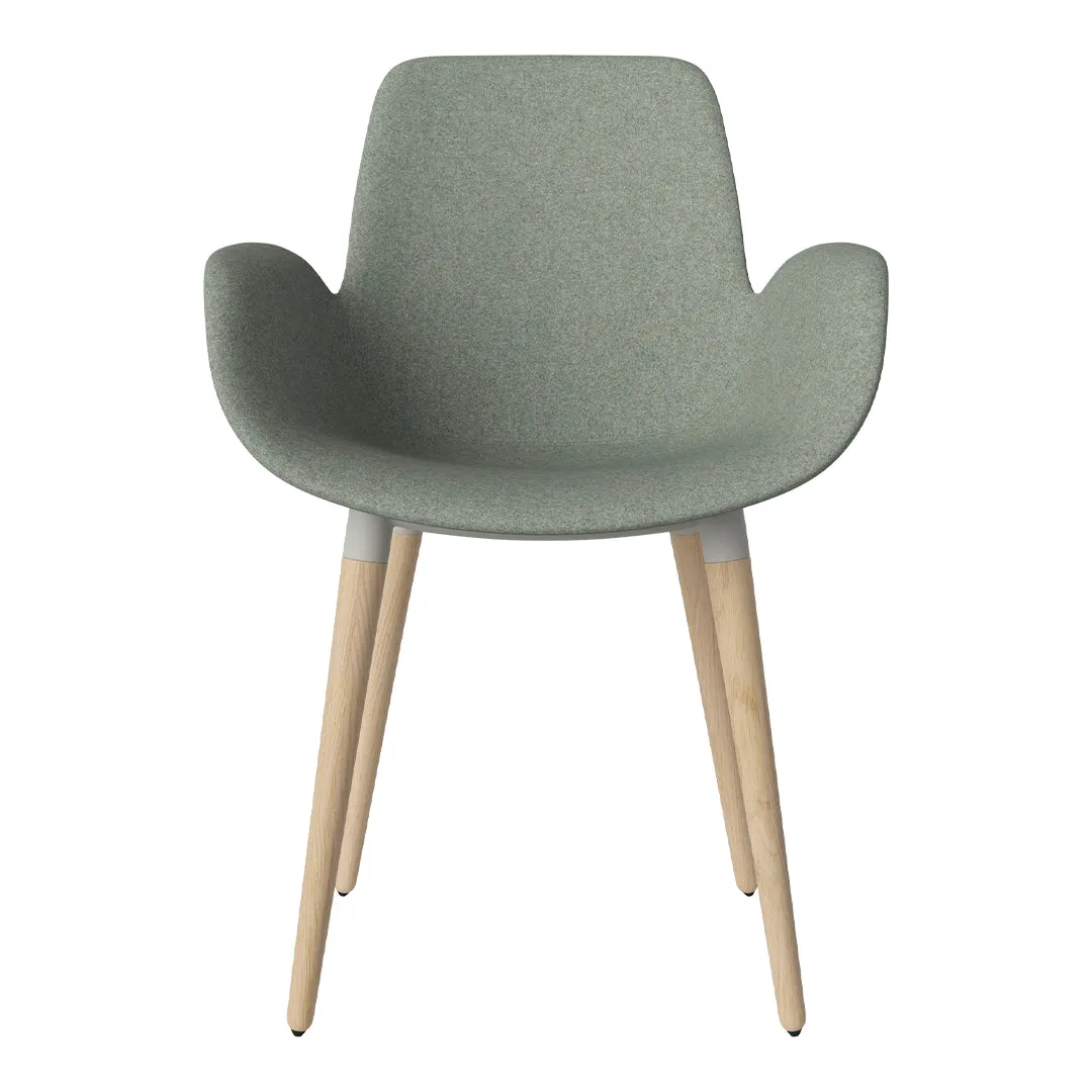 Seed Dining Armchair - Upholstered - Oiled Oak Base, White Pigmented