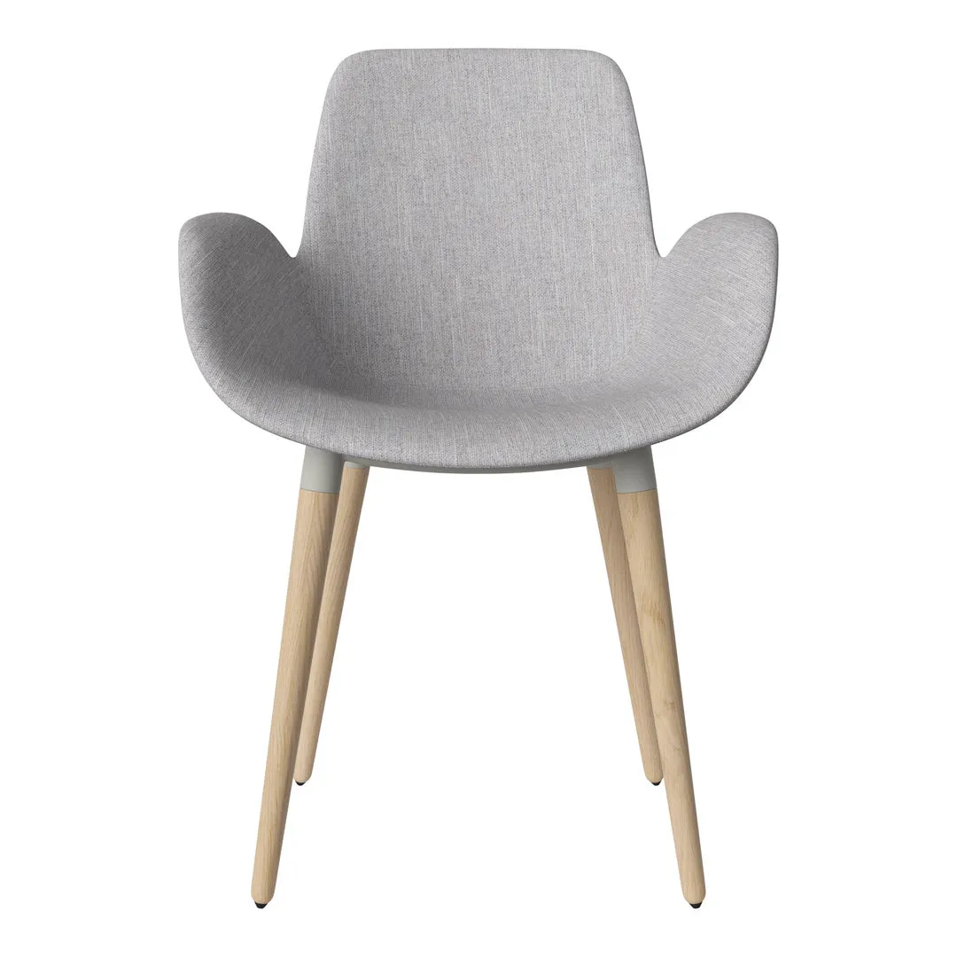 Seed Dining Armchair - Upholstered - Oiled Oak Base, White Pigmented