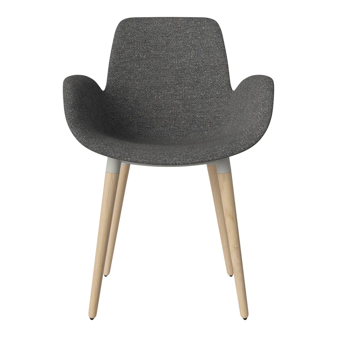 Seed Dining Armchair - Upholstered - Oiled Oak Base, White Pigmented