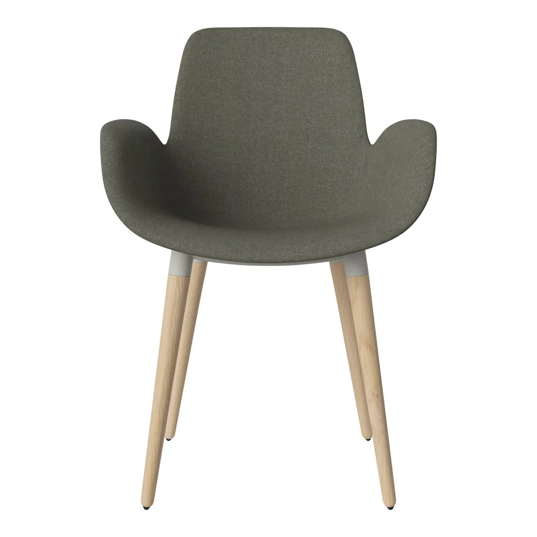 Seed Dining Armchair - Upholstered - Oiled Oak Base, White Pigmented