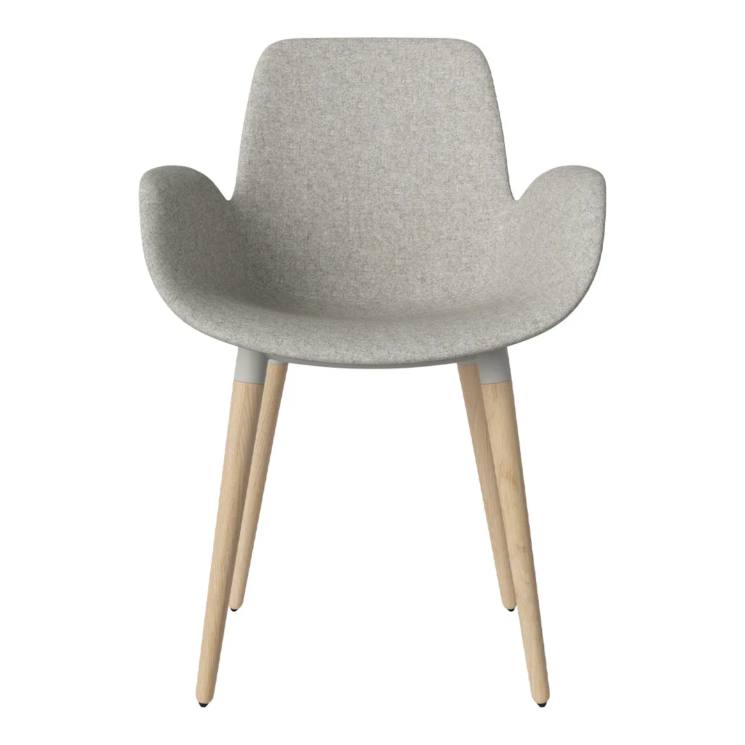 Seed Dining Armchair - Upholstered - Oiled Oak Base, White Pigmented