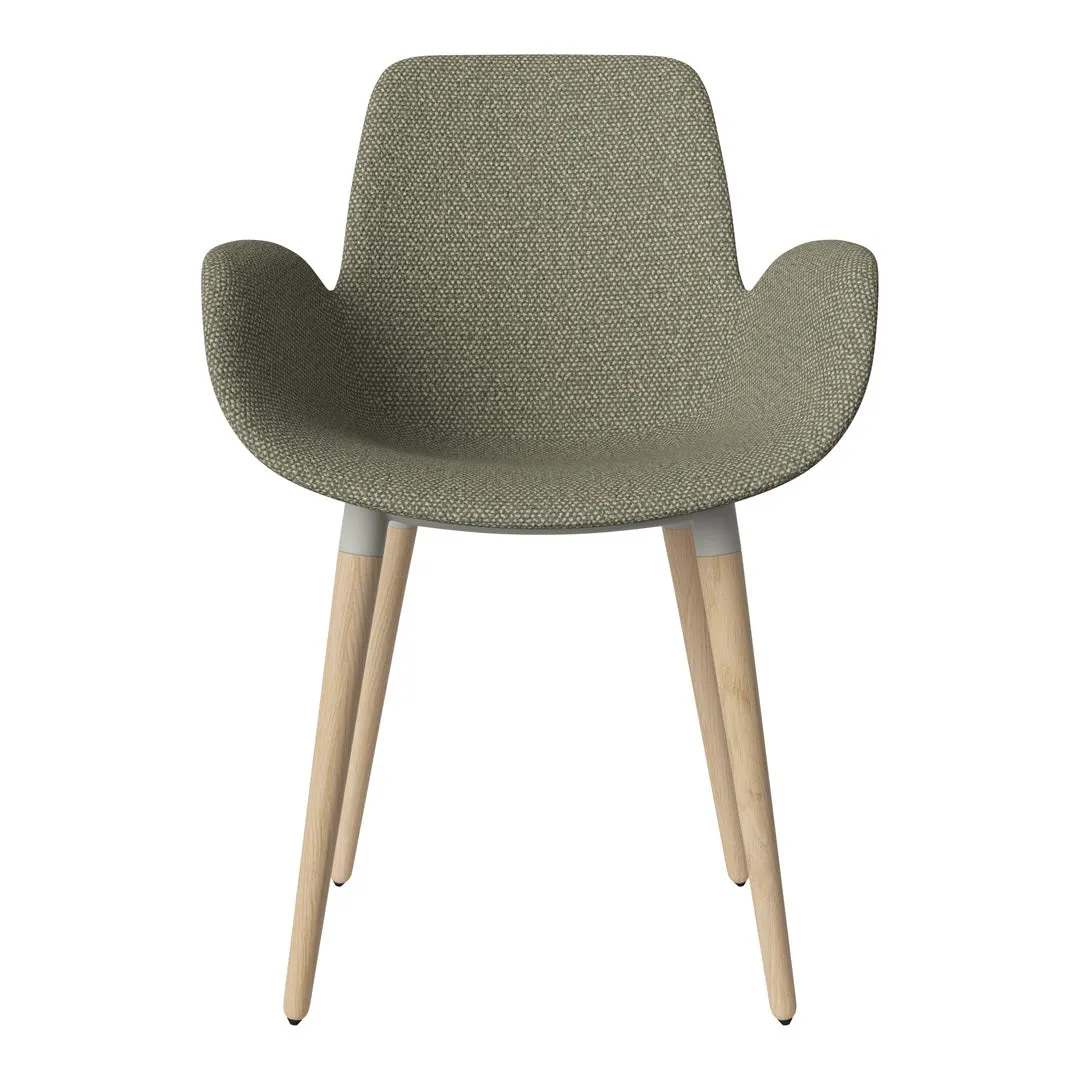 Seed Dining Armchair - Upholstered - Oiled Oak Base, White Pigmented