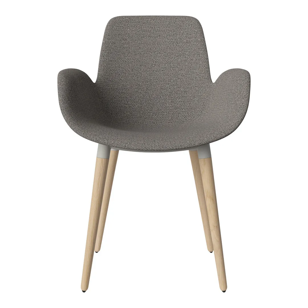 Seed Dining Armchair - Upholstered - Oiled Oak Base, White Pigmented