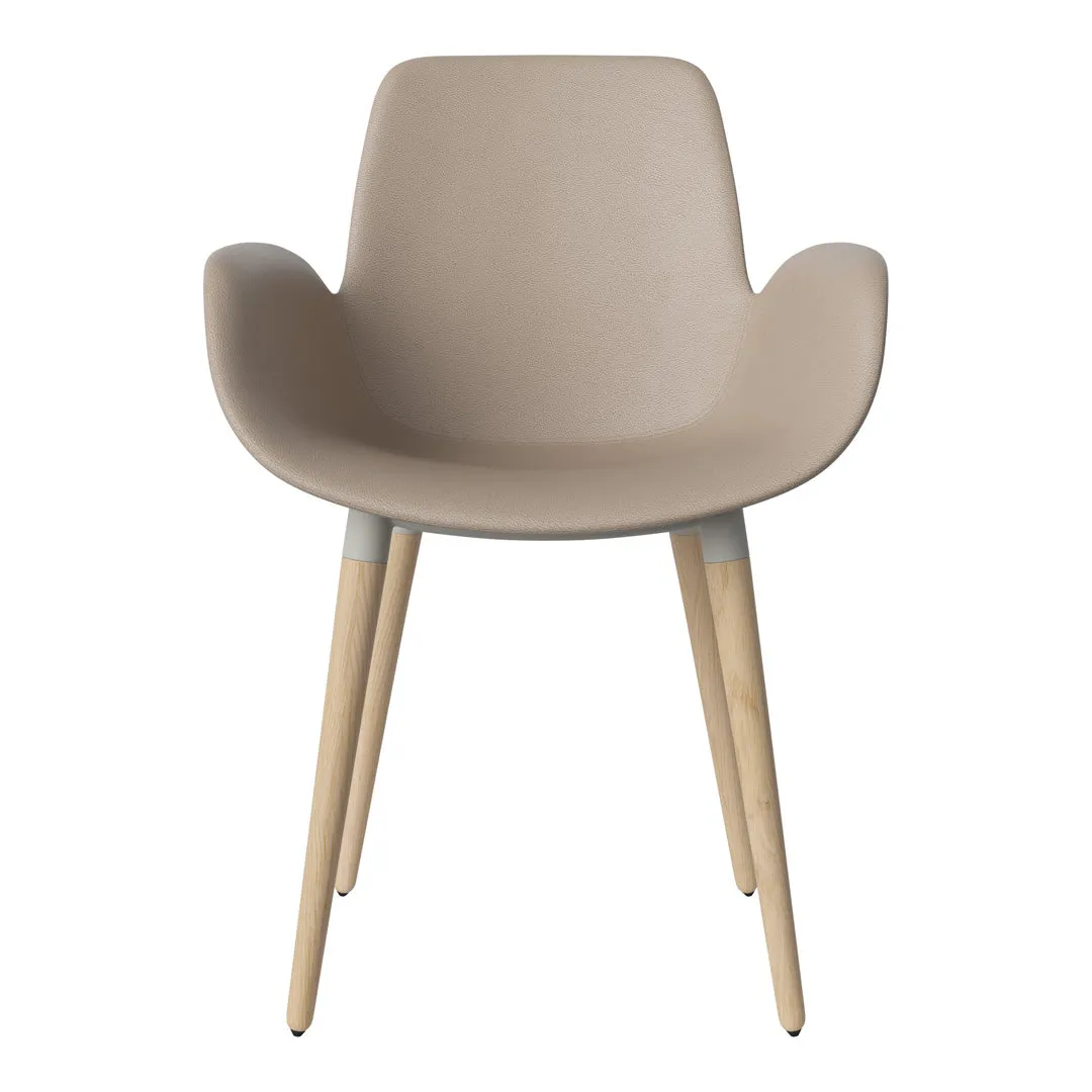 Seed Dining Armchair - Upholstered - Oiled Oak Base, White Pigmented