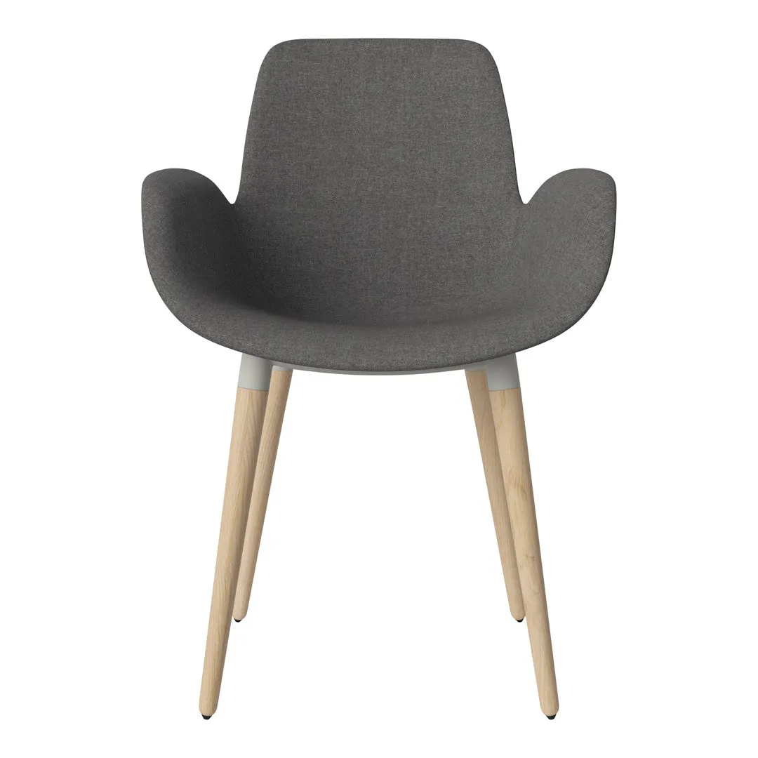 Seed Dining Armchair - Upholstered - Oiled Oak Base, White Pigmented