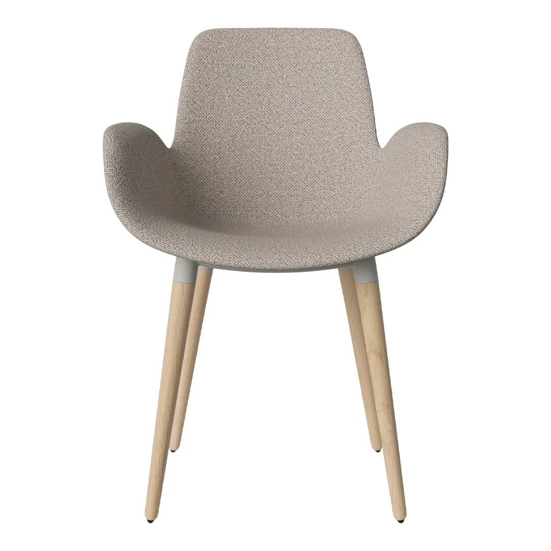 Seed Dining Armchair - Upholstered - Oiled Oak Base, White Pigmented
