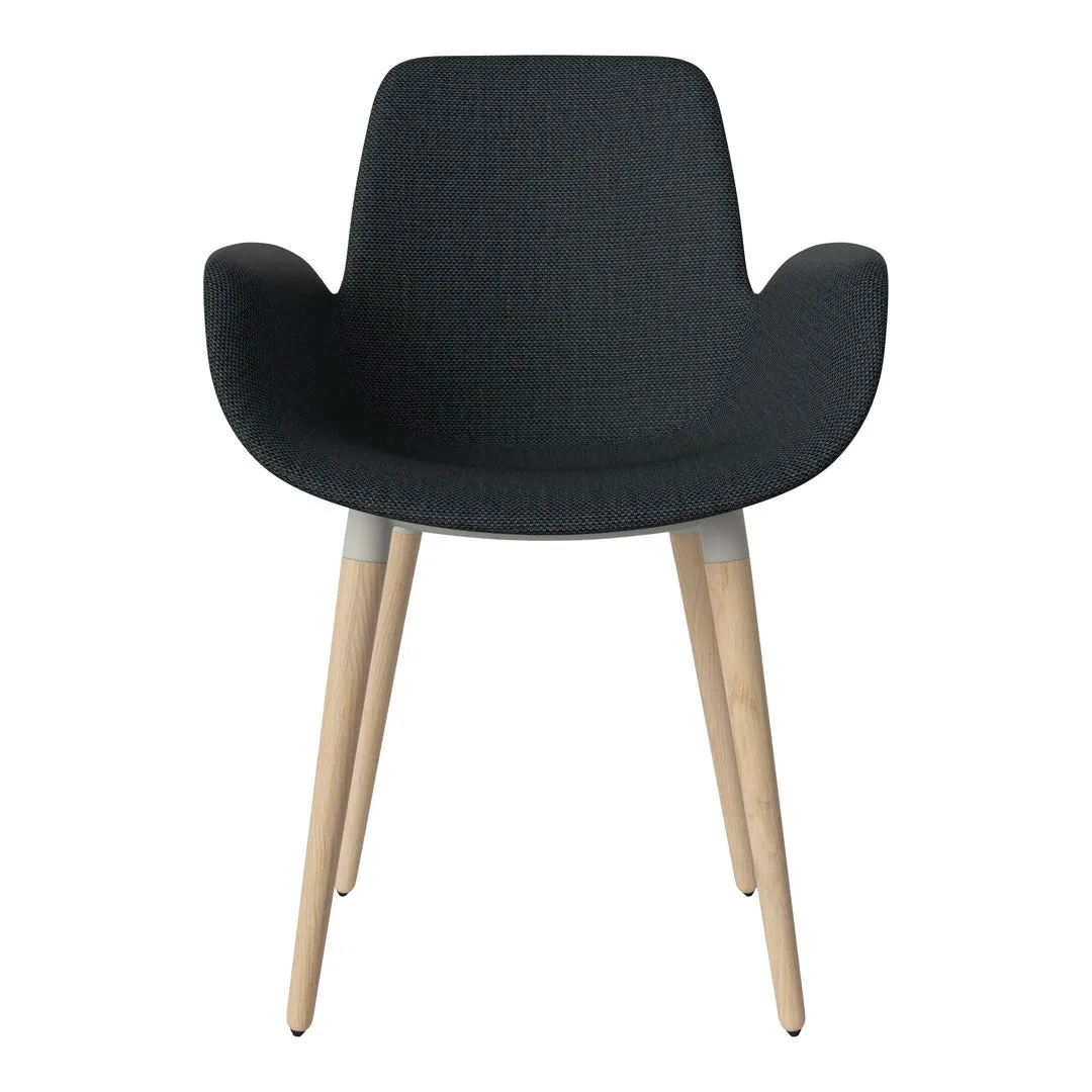 Seed Dining Armchair - Upholstered - Oiled Oak Base, White Pigmented