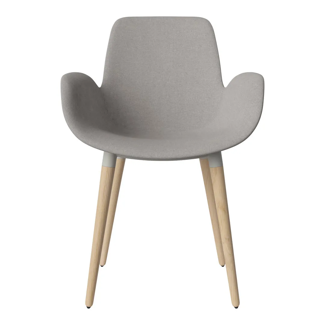 Seed Dining Armchair - Upholstered - Oiled Oak Base, White Pigmented