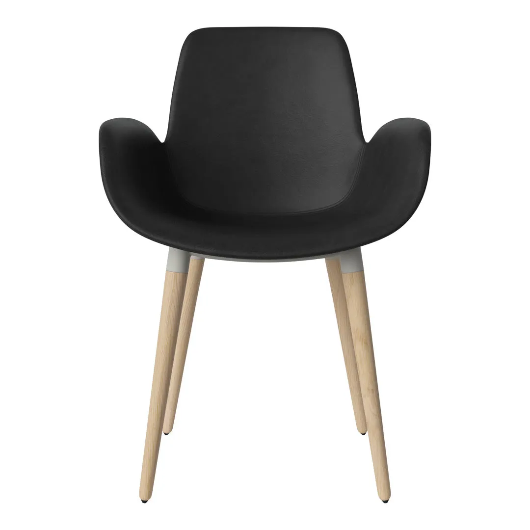 Seed Dining Armchair - Upholstered - Oiled Oak Base, White Pigmented