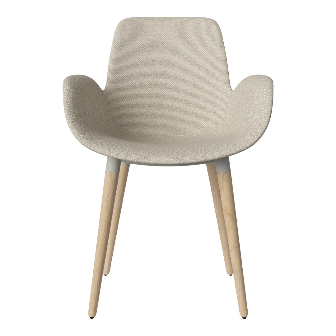 Seed Dining Armchair - Upholstered - Oiled Oak Base, White Pigmented