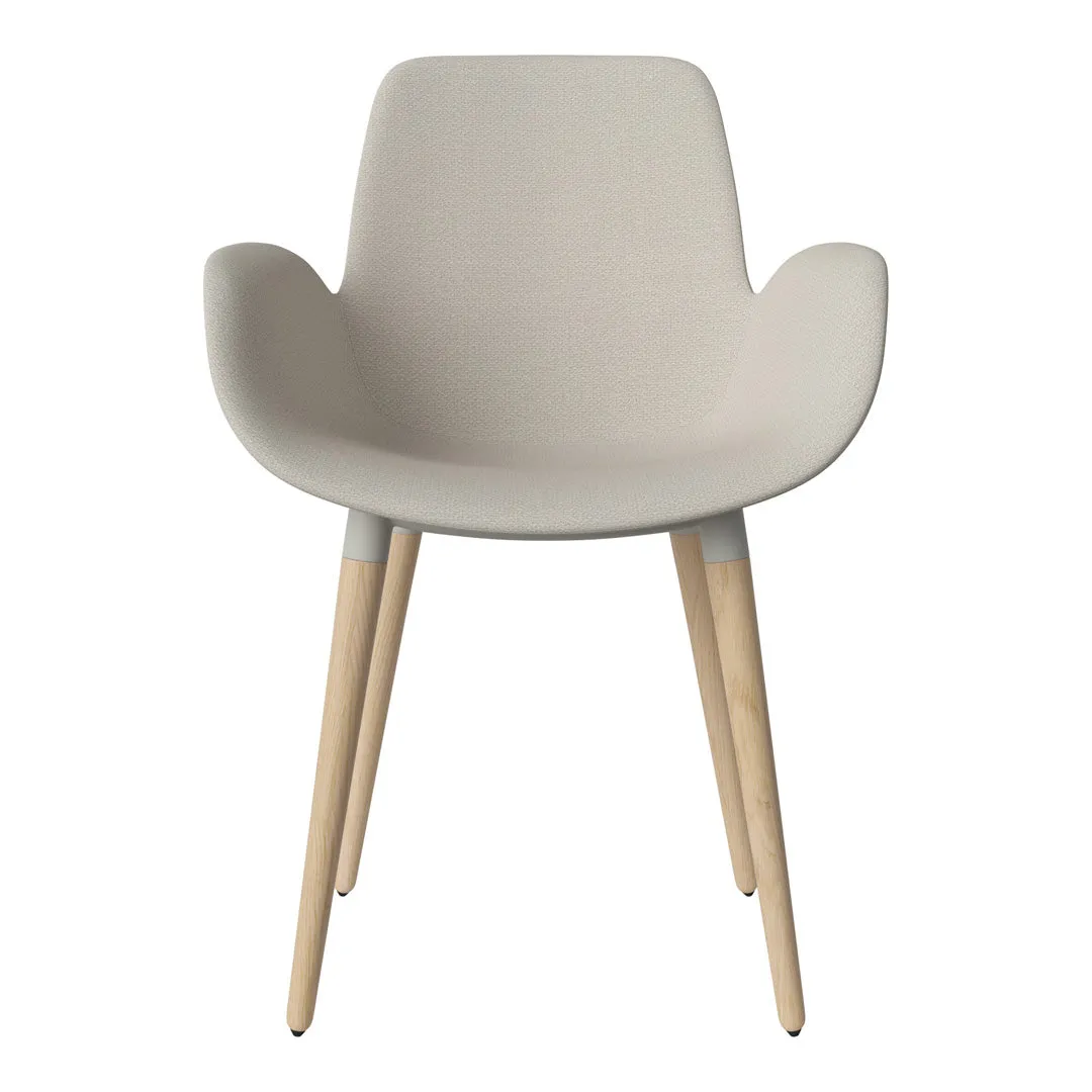 Seed Dining Armchair - Upholstered - Oiled Oak Base, White Pigmented