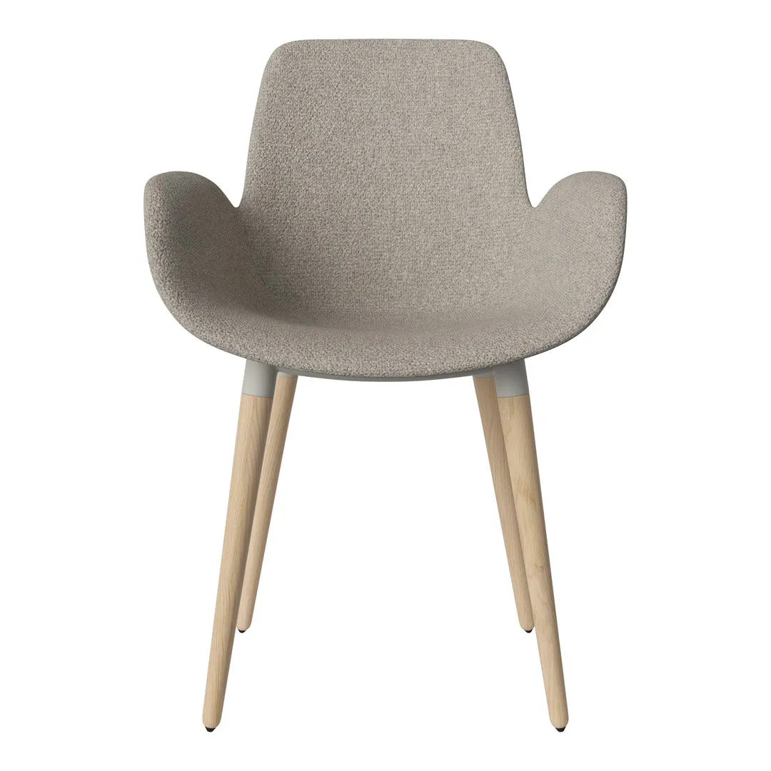 Seed Dining Armchair - Upholstered - Oiled Oak Base, White Pigmented